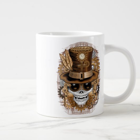 Skull Steampunk Voodoo Retro Machine Grote Koffiekop (Rechts)