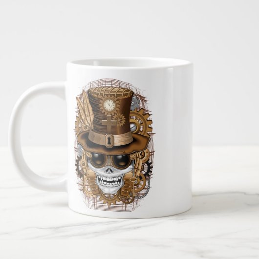 Skull Steampunk Voodoo Retro Machine Grote Koffiekop (Links)