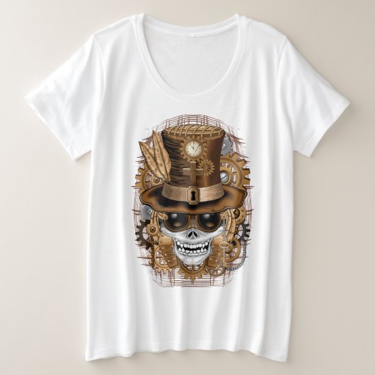Skull Steampunk Voodoo Retro Machine Grote Maat T-shirt (Design voorkant)