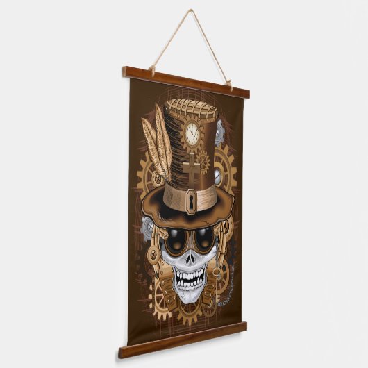 Skull Steampunk Voodoo Retro Machine Hangend Wandkleed (Gebogen)