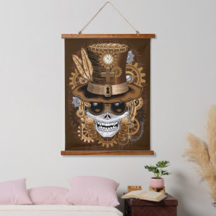 Skull Steampunk Voodoo Retro Machine Hangend Wandkleed