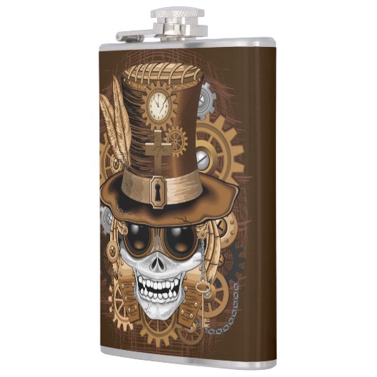 Skull Steampunk Voodoo Retro Machine Heupfles (Links)