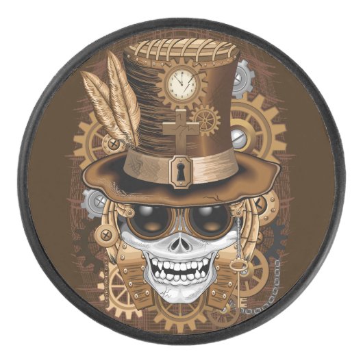 Skull Steampunk Voodoo Retro Machine Hockey Puck (Voorkant)