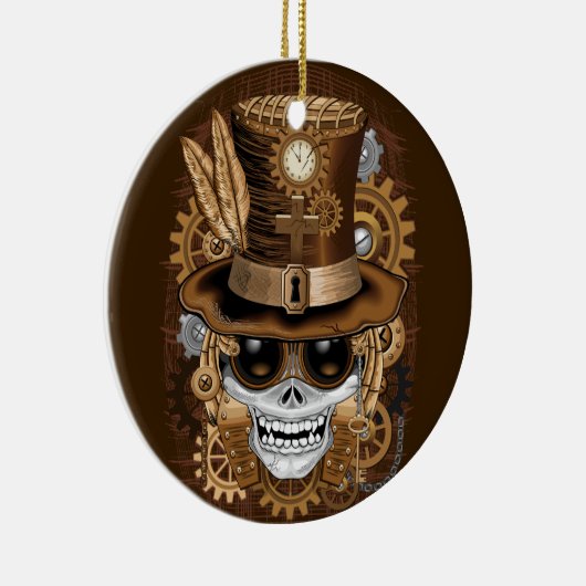 Skull Steampunk Voodoo Retro Machine Keramisch Ornament (Rechts)