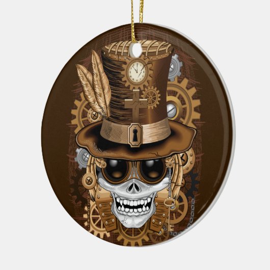 Skull Steampunk Voodoo Retro Machine Keramisch Ornament (Links)