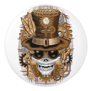 Skull Steampunk Voodoo Retro Machine Keramische Knop