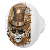 Skull Steampunk Voodoo Retro Machine Keramische Knop (Rechts)