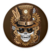 Skull Steampunk Voodoo Retro Machine Keramische Knop (Voorkant)