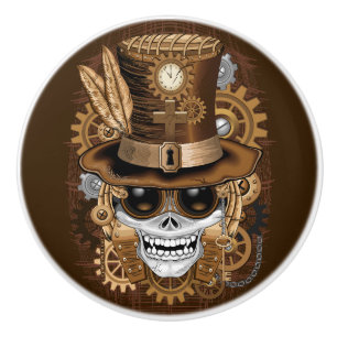 Skull Steampunk Voodoo Retro Machine Keramische Knop