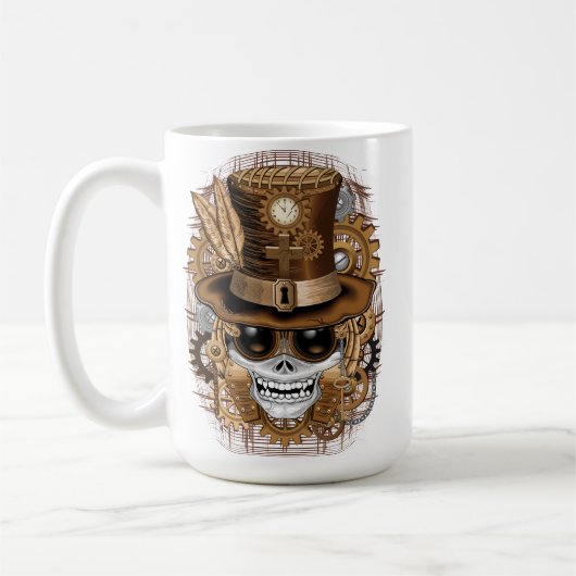 Skull Steampunk Voodoo Retro Machine Koffiemok (Links)