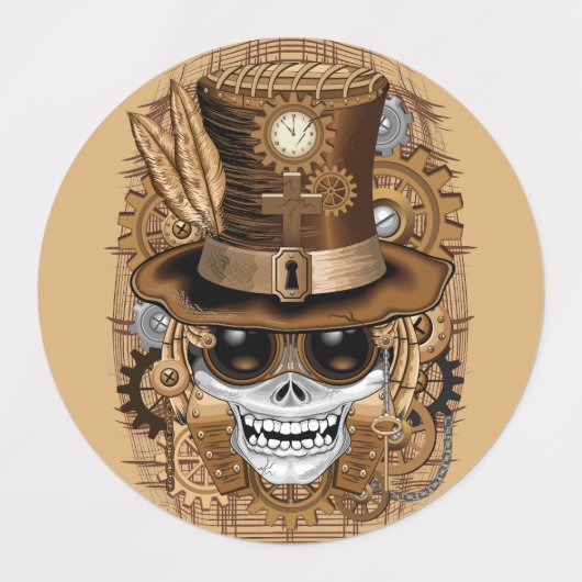 Skull Steampunk Voodoo Retro Machine Labels (Design 2)