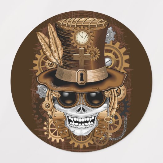 Skull Steampunk Voodoo Retro Machine Labels (Design 1)