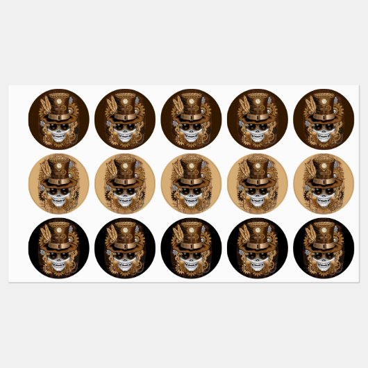 Skull Steampunk Voodoo Retro Machine Labels (Vel)