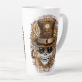 Skull Steampunk Voodoo Retro Machine Latte Mok (Rechterhoek)