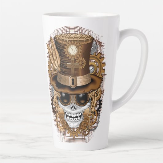 Skull Steampunk Voodoo Retro Machine Latte Mok (Rechts)