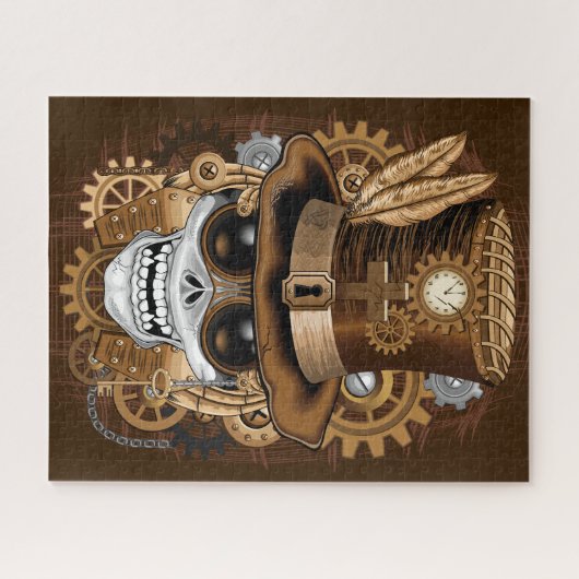 Skull Steampunk Voodoo Retro Machine Legpuzzel (Horizontaal)