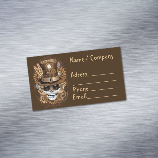 Skull Steampunk Voodoo Retro Machine Magnetisch Visitekaartje (Voorbeeld)