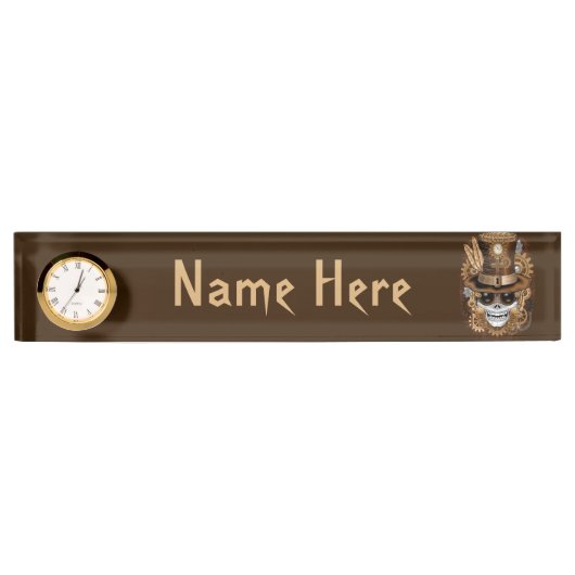 Skull Steampunk Voodoo Retro Machine Naambordje (Voorkant)