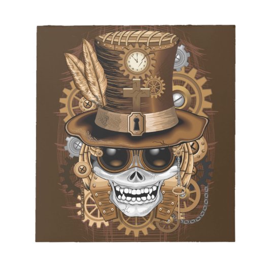 Skull Steampunk Voodoo Retro Machine Notitieblok (Voorkant)