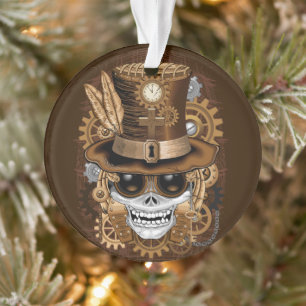 Skull Steampunk Voodoo Retro Machine Ornament