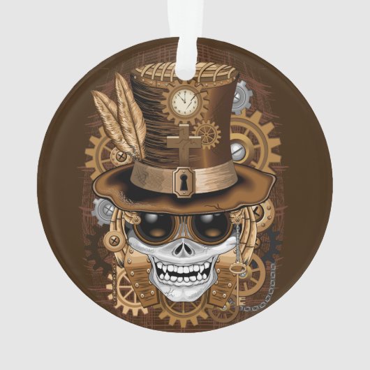 Skull Steampunk Voodoo Retro Machine Ornament (achterkant)