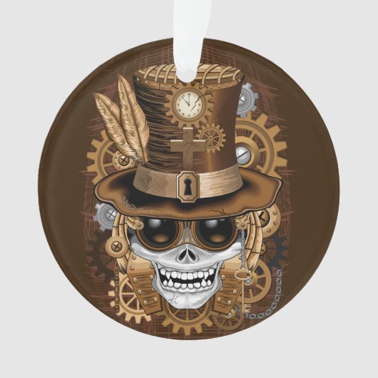 Skull Steampunk Voodoo Retro Machine Ornament (voorkant)