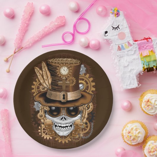 Skull Steampunk Voodoo Retro Machine Papieren Bordje (Feest)