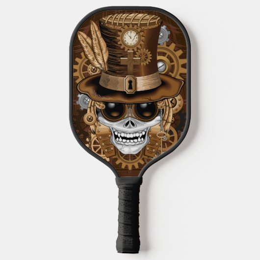 Skull Steampunk Voodoo Retro Machine Pickleball Paddle (Achterkant)