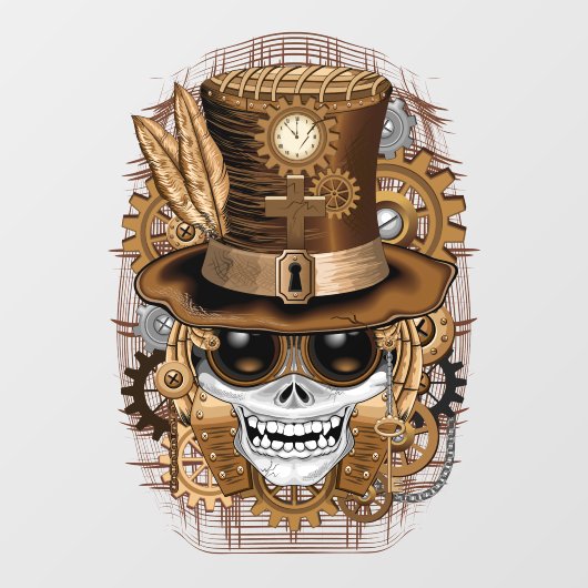 Skull Steampunk Voodoo Retro Machine Raamsticker (Vel)