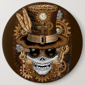 Skull Steampunk Voodoo Retro Machine Ronde Button 6,0 Cm (Voorkant)
