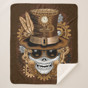 Skull Steampunk Voodoo Retro Machine Sherpa Deken