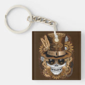 Skull Steampunk Voodoo Retro Machine Sleutelhanger (voorkant)