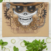 Skull Steampunk Voodoo Retro Machine Theedoek (Gevouwen)