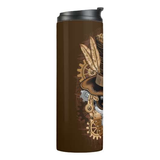 Skull Steampunk Voodoo Retro Machine Thermosbeker (Gedraaid links)