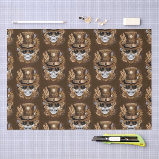 Skull Steampunk Voodoo Retro Machine Tissuepapier (Craft)