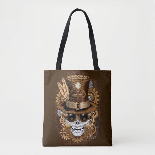Skull Steampunk Voodoo Retro Machine Tote Bag (Voorkant)