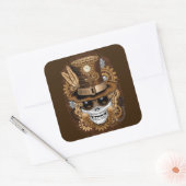 Skull Steampunk Voodoo Retro Machine Vierkante Sticker (Envelop)
