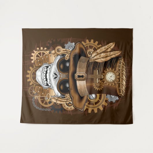 Skull Steampunk Voodoo Retro Machine Wandkleed (Voorkant (horizontaal))