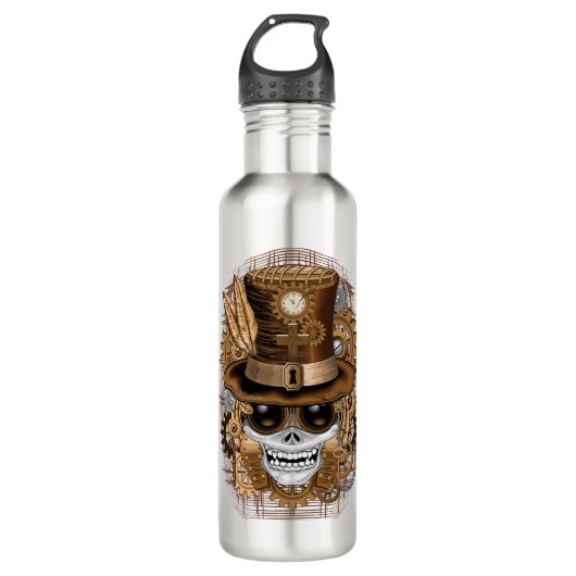 Skull Steampunk Voodoo Retro Machine Waterfles (Voorkant)