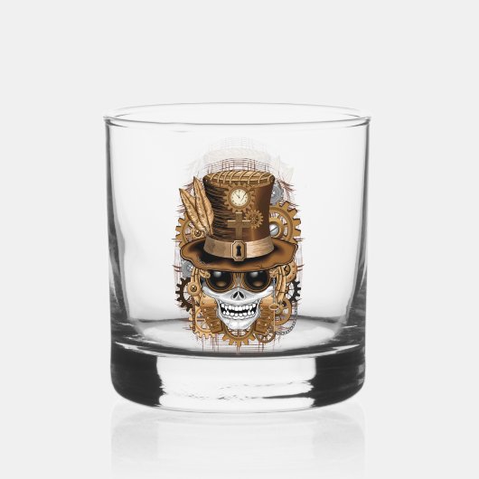 Skull Steampunk Voodoo Retro Machine Whisky Glas (Voorkant)
