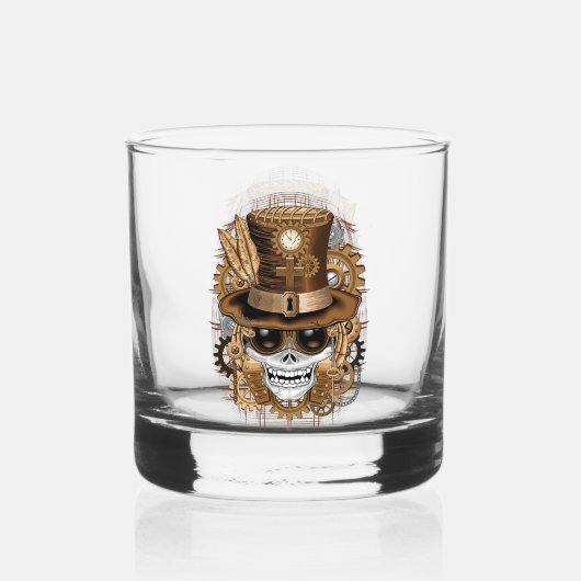Skull Steampunk Voodoo Retro Machine Whisky Glas (Achterkant)