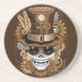 Skull Steampunk Voodoo Retro Machine Zandsteen Onderzetter (Voorkant)