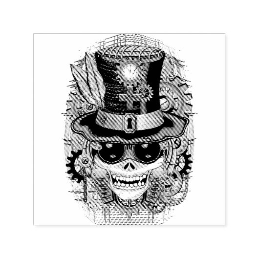 Skull Steampunk Voodoo Retro Machine Zelfinktende Stempel (Design)