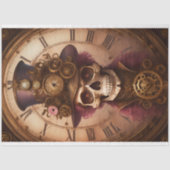 Skull Steampunk with clock tissue paper v1 Tissuepapier (Voorkant)