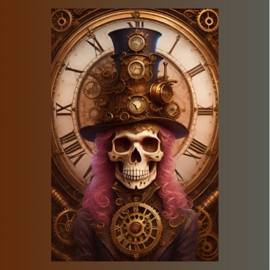 Skull Steampunk with clock tissue paper v1 Tissuepapier