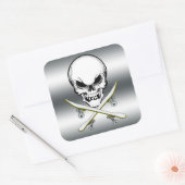 Skull sticker met skateboards Silver (Envelop)