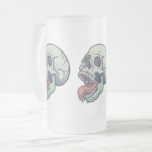 Skull Sticking Tongue Matglas Bierpul (Voorkant links)