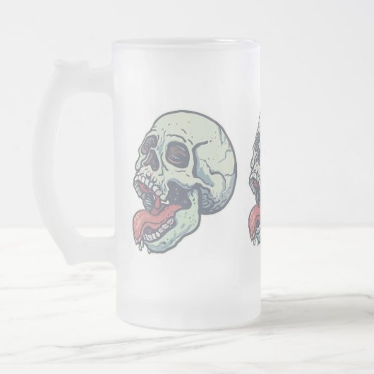 Skull Sticking Tongue Matglas Bierpul (Links)