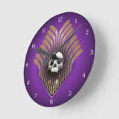 Skull & Sticks (Hockey) Round Clock Ronde Klok (Hoek)