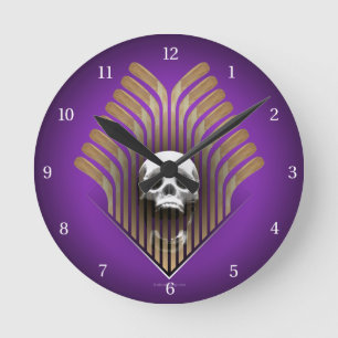 Skull & Sticks (Hockey) Round Clock Ronde Klok